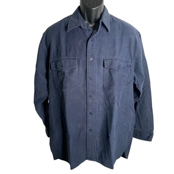 Eddie Bauer Other - Vintage 90s Eddie Bauer Button Up Camp Shirt M Blue Denim Long Sleeve Pockets
